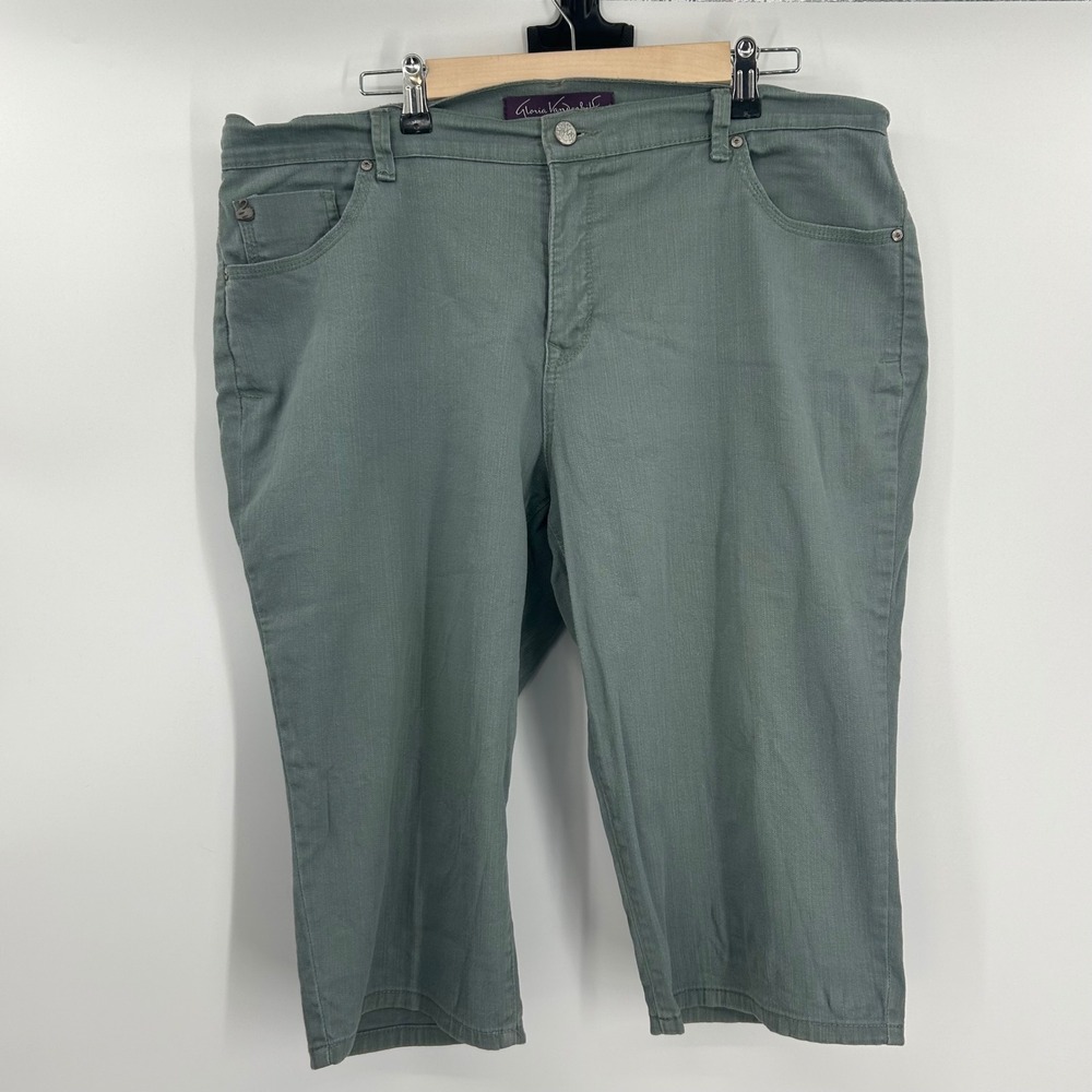 Gloria Vanderbilt Skimmer Sage Green Capri Pants Womens 16W Stretch Mid Rise